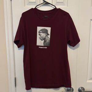 Primitive x Tupac No Changes Maroon T-shirt (L)